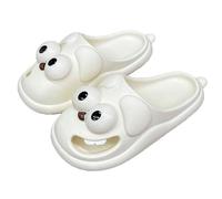 Générique Kissing Slippers, 3D Funny Cute Non-Slip EVA Thick Sole Tongue Big Eyed Dog Sandals, Unisex Cartoon Comfy Slippers (White,5.5-6 Women/4-4.5 Men)