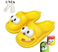 Générique Kissing Slippers for Couples, Tongue Kiss Slippers with Non-Slip Thick Sole, 3D Big Eyes Dog Pillow Slipper for Women Men (Yellow,EU 36/37)