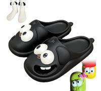 Générique Kissing Slippers for Couples, Tongue Kiss Slippers with Non-Slip Thick Sole, 3D Big Eyes Dog Pillow Slipper for Women Men (Black,EU 36/37)