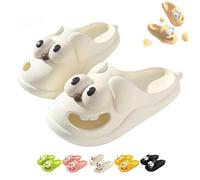 Générique Kissing Slippers,Tongue Kiss Slides, 3D Funny Cute Non-Slip EVA Thick Sole Tongue Big Eyed Dog Sandal (White,6-7)