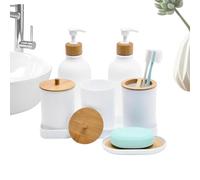 Générique Kit accessoires salle de bains 2 flacons à lotion avec 2 pots à | Savonnière avec Verre à Dents et Plateau pour Salle de Bain, Plan de Travail Cuisine, Rangement Dormitoire