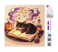 Générique Kit Art Perles Chat noir penché en strass, décoration de table