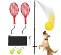 Générique Kit Balle Attachée - 119-135cm Entraîneur Tennis avec Corde | Équipement Nomade D’Exercice Mât Métallique Raquettes Balles Pompe Incluse | Jeu Jardin Loisirs Familiaux