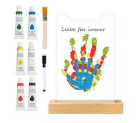 Générique Kit Cadre Empreinte Main | Artisanat Transparent Acrylique Fait Main - Avec Base En Bois Pour Création Familiale,pour Animal Maman Enfant Garçon Fille Petit Ami Mamie Mariage Anniversaire