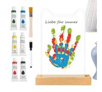 Générique Kit Cadre Empreinte Main,Souvenir Pied en Acrylique Transparent | Avec Base En Bois Pour Création Familiale | pour Animal Maman Enfant Garçon Fille Petit Ami Mamie Mariage Anniversaire