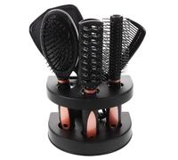 Générique Kit Coiffure 5 Pièces Antistatique Rose Miroir Compact Peigne Démêlant pour Cheveux Bouclés et Brosse à Cheveux Accessoires Femme pour Soins Capillaires à Domicile et Voyage