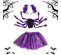 Générique Kit Costume Araignée Pour Halloween | Robe Déguisement Fille Araignée Halloween | Tenue Effrayante Accessoire Bandeau Enfant Adolescent 2-15 Ans