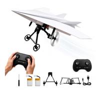 Générique Kit d’Avion en Papier RC avec stabilisateur gyroscopique, Avion télécommandé électrique DIY avec Double hélices, Jouet Volant léger Pliable STEM, Micro-Drone à Aile Fixe (2 Batteries)