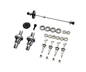 Générique Kit de 29 Pièces pour Voiture RC 1:28 : Roulements Métalliques, Arbre de Transmission et Différentiel. Accessoires de Modification En Métal Compatible, Gris