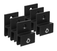 Générique Kit de 6 Pinces à Verre en Alliage D'aluminium Noir, Support de Verre Stable et Élégant Suspendre de Miroir et Fixation de Tablette
