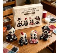 Générique Kit De Bricolage De Crâne Perlé 3D, Adorable Figurine Des Squelette, Ensemble Des 4 Mini Perles Squelette Avec Instruction, Pour Débutants, Amateurs Bricolage