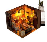 Générique Kit De Bricolage Maison De Poupées Forestière - Modèle De Ville De Conte 3D avec Meubles Et Lumières LED | Jouet De Construction Créatif pour Maison, Salon, Bibliothèque, Appartement