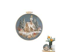 Générique Kit de Broderie à Main de Noël | Kit de Broderie à Main pour et Grands Noël | Accessoires Complets Artisanat Pour Création Décorations Hiver Fêtes Travaux Aiguille