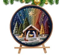 Générique Kit de Broderie Crèche de Noël,Broderie Sur Canevas Scène Natale - Kit de Tamponnée pour Débutants | Pour Décoration Maison Fêtes Anniversaire Femmes Filles