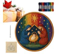 Générique Kit De Broderie De Noël,Création Artisanale de la Nativité,Kit De Broderie Pour Décorations De Fêtes - Pour Vacances Automne Chaussette De Noël Mur Maison Chambre Halloween Famille