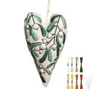 Générique Kit De Broderie Débutant Ornement de Noël en Forme de Cœur,Apprendre à Broder | Artisanat Complet pour Projet Voyage Décoration Murale Activité de Groupe