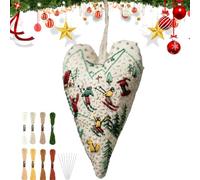 Générique Kit De Broderie Débutant Ornement de Noël en Forme de Cœur, Kit Initiation Broderie, Artisanat pour Décoration Murale Maison Adultes Seniors Loisir Détente Activité de Groupe Projet Voyage