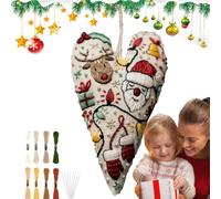 Générique Kit De Broderie Débutant Ornement de Noël en Forme de Cœur | Kit Initiation Broderie | Artisanat Complet pour Projet Voyage Décoration Murale Activité de Groupe