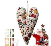 Générique Kit De Broderie Débutant Ornement de Noël en Forme de Cœur - Kit Initiation Broderie,Set Complet pour Voyage Projet Loisir Détente Décoration Murale Maison Activité de Groupe