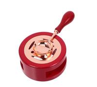 Générique Kit de Cachet de Cire avec Four à Fondre et Cuillère en Rose Doré Cuillère à Manche Long Rouge Vif pour Perles de Cire à Cacheter pour Invitations Lettres et Projets Créatifs