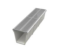 Générique Kit de caniveaux linéaires extérieurs - Caniveau en résine avec Grille, système de Drainage étroit pour allée, terrasse, Jardin, Cour (40 x 40 cm) - Solution EF