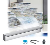 Générique Kit de Cascade avec tuyaux ondulés pour extérieur, Cascade Personnalisable en Acier Inoxydable pour Piscine, Bassin, Jardin ou Spa - Élément Mural encastré avec