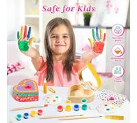 Générique Kit de coffre à bijoux DIY - Ensemble d'artisanat pour pour peindre et décorer une au trésor, rangement créatif en forme de cœur pour souvenirs personnalisés | Projet d'art et d'