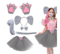 Générique Kit de costume d'animal d'éléphant - Ensemble de costume d'éléphant gris, jupe tutu avec pattes de bandeau, oreilles, matériau doux et confortable pour et adultes | Accessoire de co