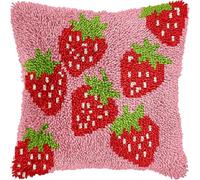 Générique Kit de Coussin a Crochet à Nouer, Fraise | Housses de Coussin au Crochets à Loquet Bricolage, Kits de Fabrication de Taies D'oreiller pour Décoration de Canapé,40x40cm