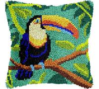 Générique Kit de Coussin a Crochet à Nouer, Toucan Tropical | Housses de Coussin au Crochets à Loquet Bricolage, Kits de Fabrication de Taies D'oreiller pour Décoration de Canapé,50x50cm