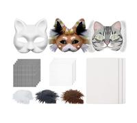 Générique Kit de Couvre-Visage Chat | Halloween Masque De Chaton Vierge À Peindre Avec Maillage | Costumes Fait Main Pour Adultes Amoureux Des Animaux Conventions BD Déguisement Et Fête Masquée