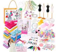 Générique Kit De Créateur De Mode pour Filles - Kit De De d'apprentissage, avec Mannequin, Carnet De Croquis, Ciseaux, Tissu, Accessoires Et Artisanat d'art Créatif