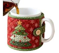 Générique Kit De De Noël DIY, Ensemble D'artisanat Matelassé Avec Manches | Kit Complet De Bricolage En Tissu Pour Manchons De Tasse De Noël Isolés Thermiquement, Projet De Cadeau De Vacances P