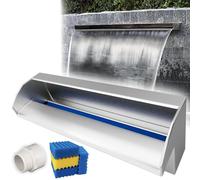 Générique Kit de déversoir de Cascade avec Tuyau ondulé pour extérieur, déversoir de Cascade en Acier Inoxydable - Fontaine de Jardin extérieure avec Filtre pour terrasse, Piscine, Bassin, système de