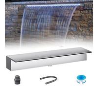 Générique Kit de déversoir en Cascade encastré en Acier Inoxydable pour bassins intérieurs/extérieurs, Tuyau de 175 cm, Fontaine Durable pour Usage Domestique et Commercial (Argent)
