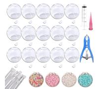 Générique Kit de Fabrication de Balles Anti-stress DIY, 15 Balles de Pression Vierges, 4 Paquets de Perles, une Pompe à Air et un Outil D'expansion (4CM-Transparent)
