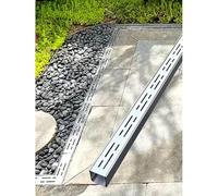 Générique Kit de Grille de caniveau en Acier Inoxydable, 100 cm de Long, Solution de Drainage extérieur pour allées, terrasses, piscines et espaces commerciaux, argenté,