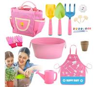 Générique Kit de Jardinage pour,Pot à Fleurs Arrosoir Râteau Tablier - Kit D'outils De Jardinage avec Tablier Et Gants - pour Filles Extérieur Jardin Pelouse Plage Voyage Jeu Anniversaire Pâques