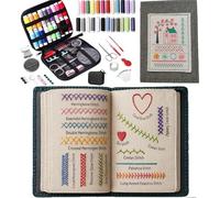 Générique Kit De Livre De Broderie,106 Motifs Avec Outils Kit De Broderie Pour Débutants, Livre De Pour Débutants, Pour Adultes, Passionnés, Famille Et Amis