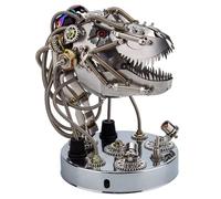 Générique Kit de Modèle de Tête de Dinosaure Mécanique Steampunk 3D en Métal, Assemblage de Crâne Mobile de 180+ Pièces avec Lumière LED et Son, Puzzle DIY pour Adultes