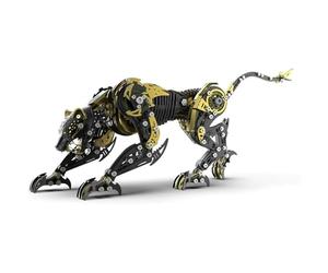Générique Kit de Modèle Mécanique en Métal 3D de 506 pièces, Modèle d'Assemblage DIY Chasseur Léopard, Présentation de Bureau, Décoration de Maison et Cadeaux Créatifs pour Adultes,Black Gold