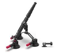 Génerique Kit de Montage de Voiture à Triple Ventouse, avec Adaptateur de caméra d'action, Perche d'extension 2 en 1, bâton de Selfie, Compatible for GoPro,Vlogging Suction Mount