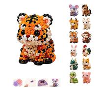 Générique Kit De Perles D'Animaux Bricolage, Petit Ensemble Bricolage Animaux Perlés 3D Kit Complet Pour Créer 12 Animaux 3D Du Zodiaque Avec Notice, Idée Cadeau Pour Débutant (Tigre)
