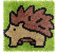 Générique Kit de Petit Tapis à Crochet à Loquet, Hérisson | Kit Tapis Point Noué à Faire pour Adultes et Enfants Débutants, avec Fil à Broder et Crochet, Décoration Murale 30cmx30cm