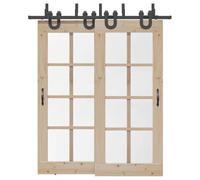 Générique Kit de quincaillerie de Porte coulissante 200 cm Acier Noir,Quincaillerie pour Portes,21.44KG-3295734