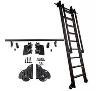 Générique Kit de quincaillerie pour échelle coulissante de bibliothèque (sans échelle) avec Rouleau de Sol, Rail/Tube Rond en Acier Noir, Rail Roulant pour échelle Mobile de 3,3 à 24 Pieds K