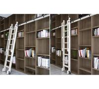 Générique Kit de quincaillerie pour échelle coulissante rétractable de 1 à 8 m (3,3 à 26,2 pi) pour bibliothèque : Rail Tubulaire Rond (sans échelle) + Rouleau de Sol avec Freins, pour la ma