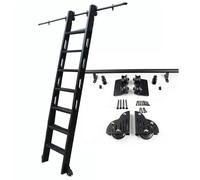 Générique Kit de quincaillerie pour échelle de bibliothèque coulissante, kit de quincaillerie pour échelle de bibliothèque coulissante, Rail d'échelle Mobile Roulant pour Bureau à Domicile,