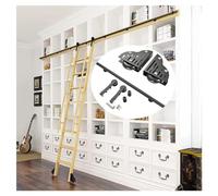 Générique Kit de quincaillerie pour échelle de bibliothèque roulante, kit de quincaillerie en Acier pour échelle en T, avec Rouleaux, Rail d'échelle Mobile en Tube Rond en Acier Noir (300 cm