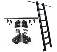 Générique Kit de quincaillerie pour échelle Mobile, avec roulettes au Sol, Rail d'extension pour échelle Mobile en Fer forgé - Rail d'extension pour échelle coulissante à Tube Rond pour mais